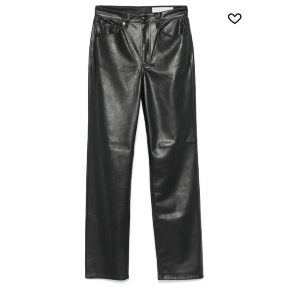Rag & Bone Women's Harlow Faux Leather Pants Straight Leg Black Size 27 NWT